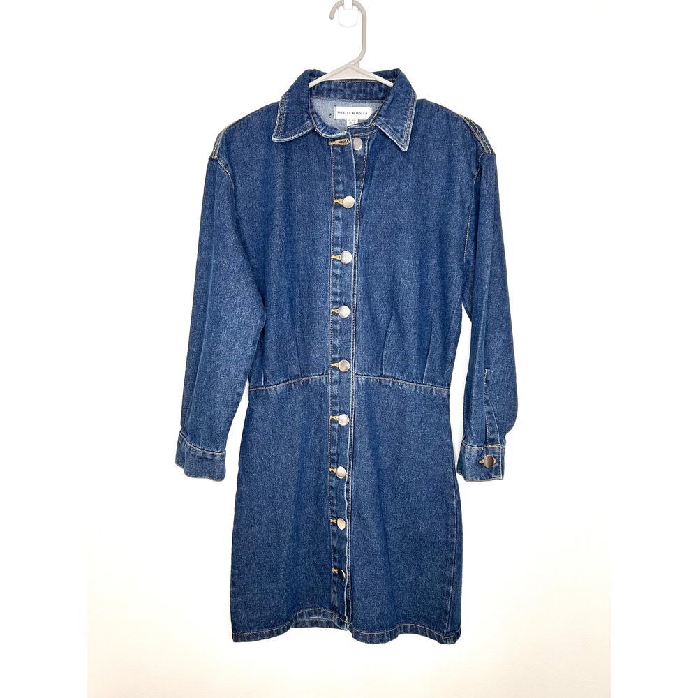 Denim Shirt Button Front Mini Dress 4/27 Hustle n Holla Boho Country Festival